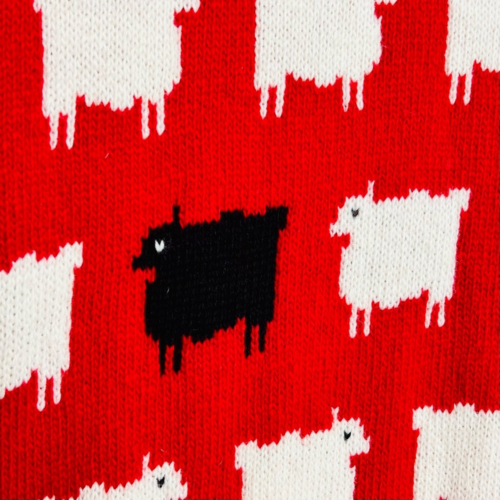 Rowing Blazers Black Sheep Sweater Diana Iconic Red White Wool Knit Pullover M - Picture 6 of 16